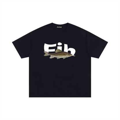 Wavy Fih with a cig Oversized Tee