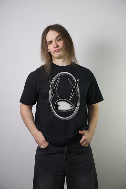 Blue Chrome Baby Tee - black