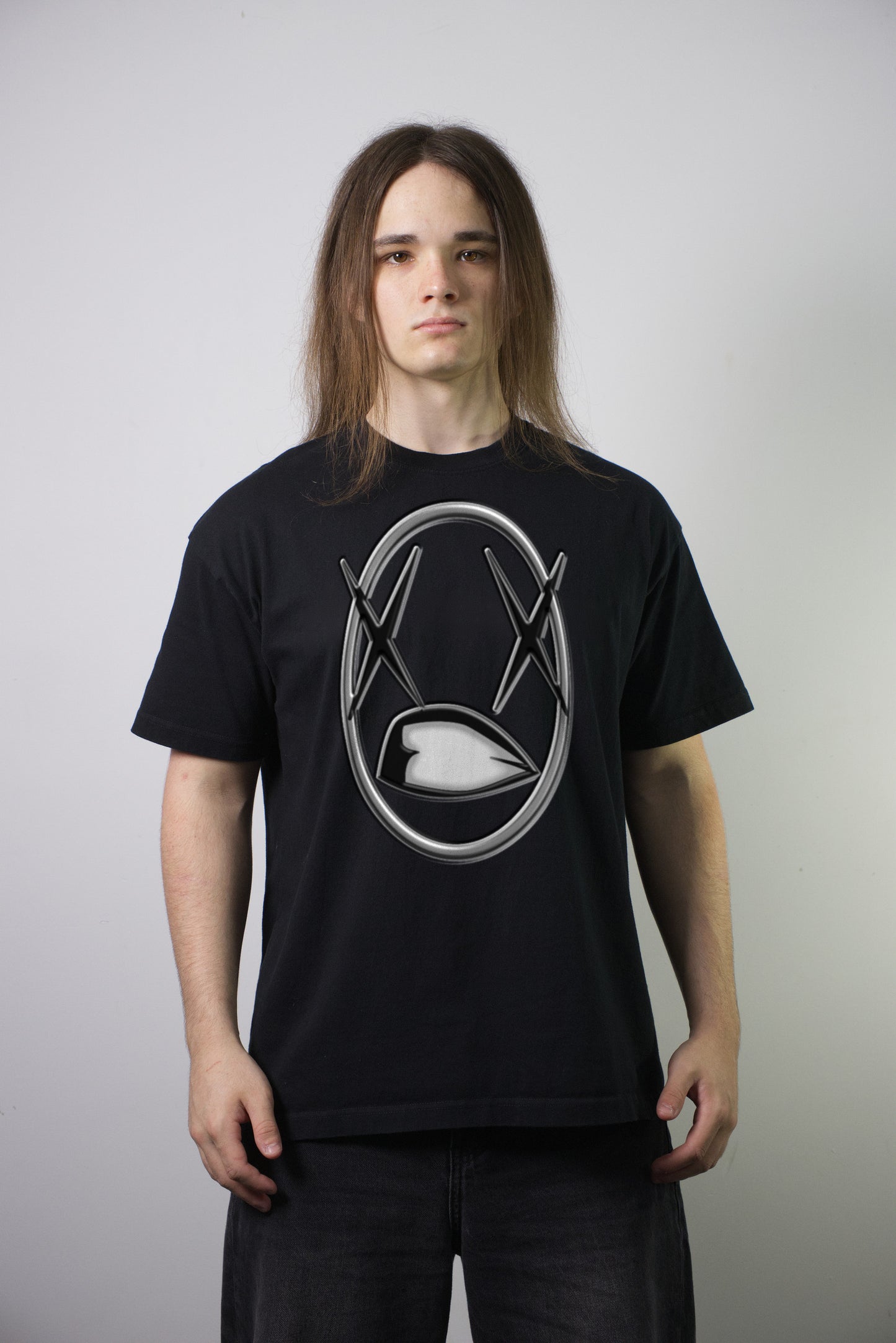 Blue Chrome Baby Tee - front